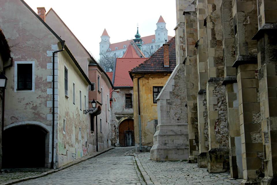 Old Town of Bratislava with the castle on the background