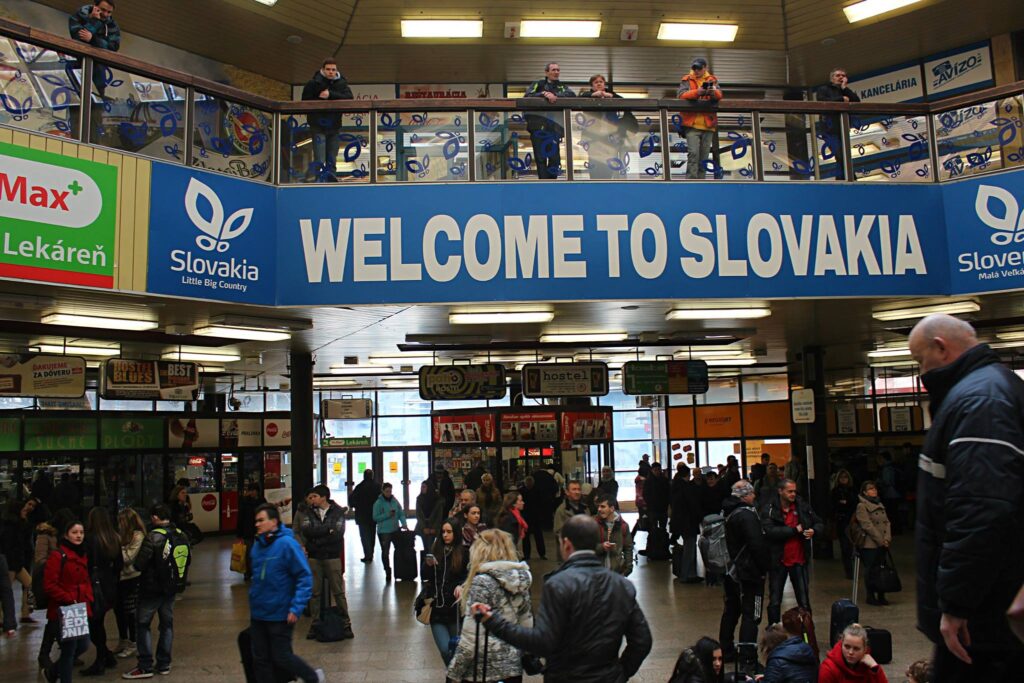 wlecome to slovakia sign at Bratislava's train station